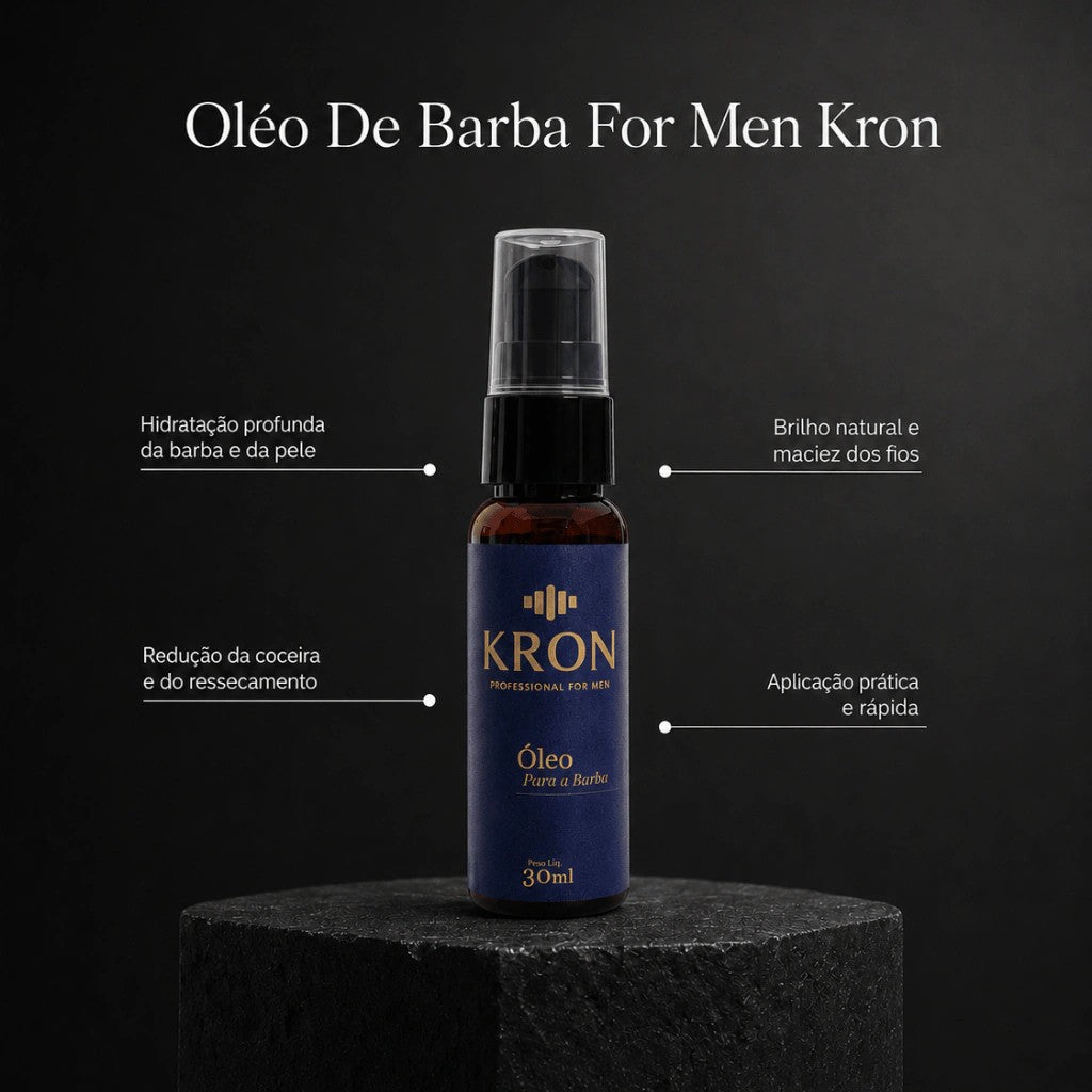 Kit Cera Modeladora Efeito Matte Kron + Leave-in Hidratação e Restauração 120g Kron + Oléo De Barba For Men 30ml Kron