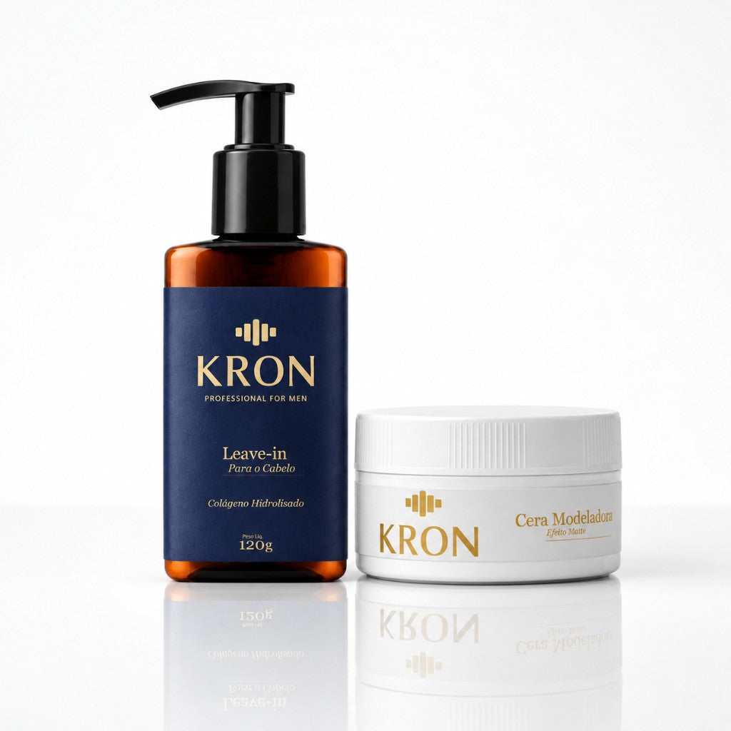 Kit Cera Modeladora Efeito Matte Kron + Leave-in Hidratação e Restauração 120g Kron